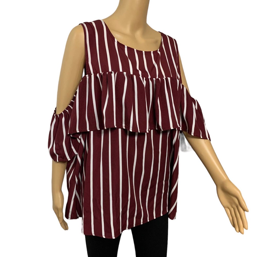 Belle Tweed Cold Shoulder Top Size 2X